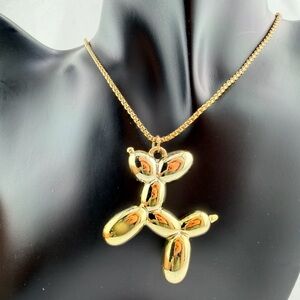 Gold Balloon Dog Pendant Necklace